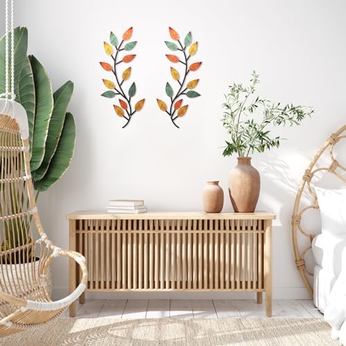Zhengmy 2 Pcs Metal Leaf Wall Art Vine Branch Decor,Lively Colors - Image 5