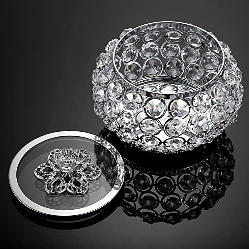 Hipiwe Crystal Jewelry Trinket Box with Glass Lid Silver Mirrored Treasure Box Decorative Jewelry Box Ring Earrings Necklace Storage Keepsake Box Gift for Women - Image 7