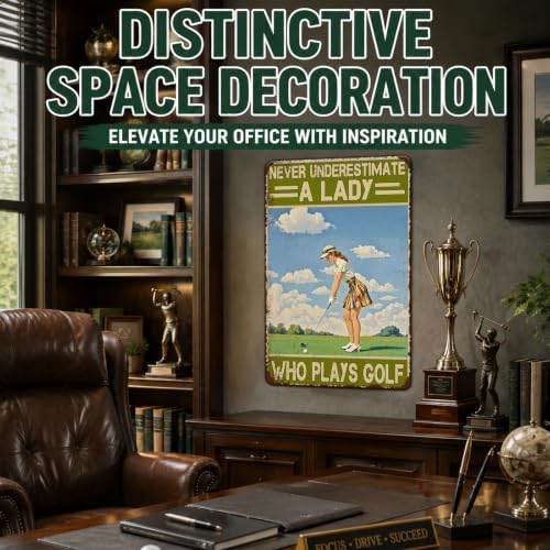 Vintage Golf Metal Sign for Women Never Underestimate A Lady Who Plays Golf Wall Art Poster for Home Clubhouse Man Cave Garage Bar Restaurant Cafe Decor 12x8 Inch - Image 5