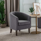 BELLEZE Living Room Chair, Linen Round Accent Barrel Chair, Club Tub Sofa Chair - Image 5