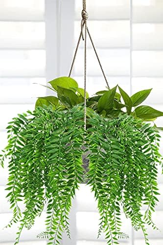 Fake Weeping Willow, Artificial Hanging Plants Plastic Greenery Leaves Plant Faux Vine Hanging Vines Ivy Garland for Home Indoor Outdoor Face Wall Decoration Garden Basket Wedding Party Decor - 4 Pcs - Image 2