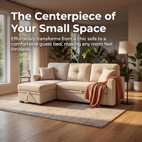 Convertible Sofa Bed, L Shape Sleeper Sofa - Image 4