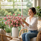 10Pcs 20.5" Artificial Pompon Mum Silk Flower Stems, Fake Chrysanthemum Ball Faux Flowers for Vase, Fall Floral Stems for Indoor Home Decor Wedding Centerpieces, Red (No Vase) - Image 5