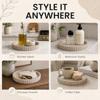 11-Inch Concrete Round Tray Home Decor for Coffee Table Decor - Round Coffee Table Tray - Circular Kitchen Island Trays - Decorative Trays- Beige - Image 4