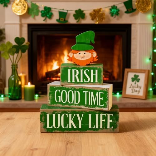 St. Patrick’s Day Decorations - St Patrick Day Irish Good Time Tiered Tray Decor Set - Wooden Leprechaun Tabletop Decoration - Rustic Farmhouse Holiday Home Decor for Indoor Shelf Mantel Coffee Table Gift - Image 5