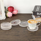 Set of 5 Modern Clear Coaster-Glass Coasters for Drinks,Clear with Gold Rim - Image 7