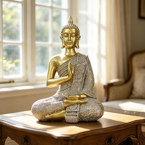 Gold Buddha Statue Gold Decor Meditation Gifts Indoor Statue for Zen Art by Unknown