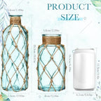 Chuangdi Set of 2 Coastal Glass Flower Vase with Boho Rope, Light Blue - Image 2
