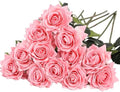 Kimura's Cabin 12pcs Real Touch Rose Artificial Flowers Long Stem,Dark Pink by WeddingPartyArrangementBouquetsDecorationArtificialFlowers