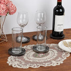 Modern Clear Coaster Set of 5- Glass Coasters for Drinks, Clear Black - Image 2