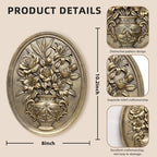 Vintage Flower Wall Sculpture 2 Pack ,Antique Wall Decor,Vintage Floral Wall Art, Hand Painted Wall Decoration with Embossed Flowers Design, Gold Wall Decor for Living Room Bedroom Dining Room, Housewarminng Gifts (Gold Flowers) - Image 3
