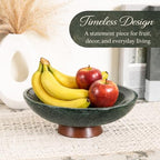 Decorative Marble Bowl Green - Removable Acacia Wood Pedestal - 10" - Image 4