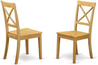 East West Furniture DLBO3-OAK-W 3 Piece Dining Set Contains a Round Dining Room - Image 4