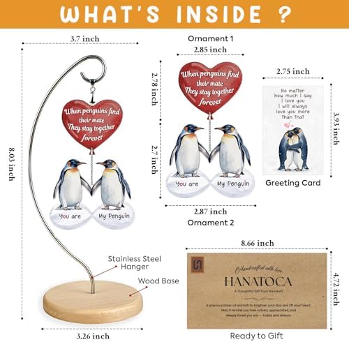 Gifts for Him Her - Wedding for Women Men Couple - Birthday Gift for Girlfriend Boyfriend - Romantic I Love You Gift for Wife - Couple Penguin Ornaments for Christmas Valentines Day - Image 4