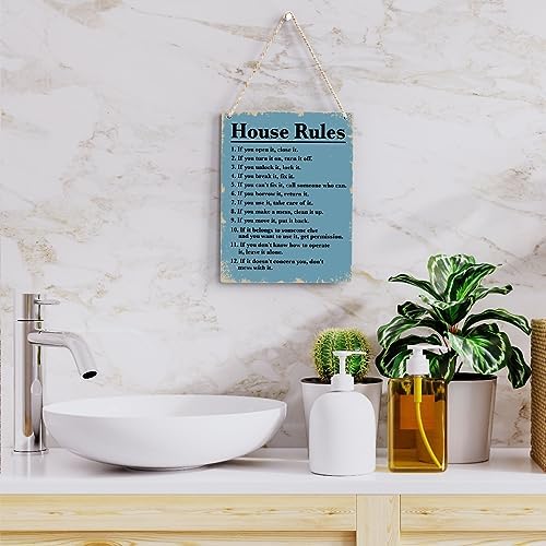House Rules Wooden Hanging Sign, Farmhouse Living Room Home Decor Wall Art, Inspirational Family Quote, 8 x 10 Inches - Image 5