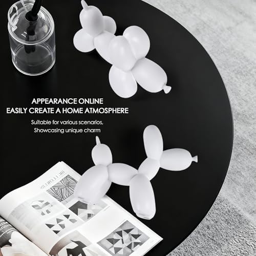 Notakia Creative White Balloon Dog Decor Statue Crafts Living Room Decor Desktop Decorations,Handmade Modern Small Shelf Animal Statue Ornament Home Deco (Big Pure White) - Image 4