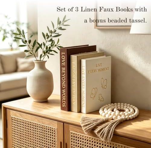Aesthetic Decorative Books, Set of 3 Fake Book Boxes with Storage Space - Image 2