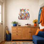 Wesiti Metal Cat Wall Art Decor Colorful Sculptures Mid Century 11.8x11.6 - Image 5