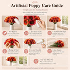 Mandy's 30 Stems Red and Orange PU Poppy Artificial Flowers - Image 6