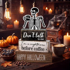 4 Pcs Halloween Coffee Table Decor Skeleton Nightmare Before Coffee Sign - Image 2