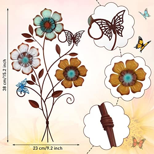 Moxweyeni Tricolor Flower Wall Decor 15 x 9.1 Inch, 1 Piece - Image 3