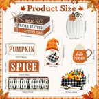 11 Pcs Fall Wooden Table Decorations Pumpkin Tiered Tray Decor - Image 3