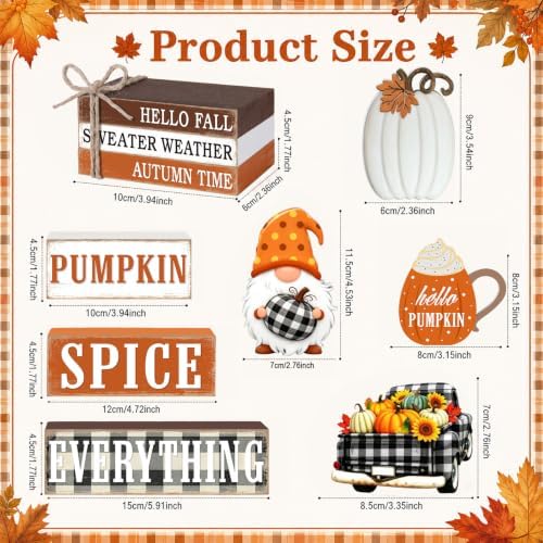 11 Pcs Fall Wooden Table Decorations Pumpkin Tiered Tray Decor - Image 3