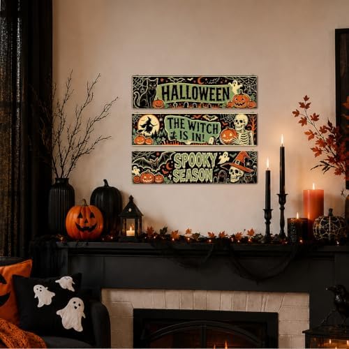 Retro Halloween Decor, 3 Pcs Halloween Hanging Signs, Entryway Decor Wall - Image 6