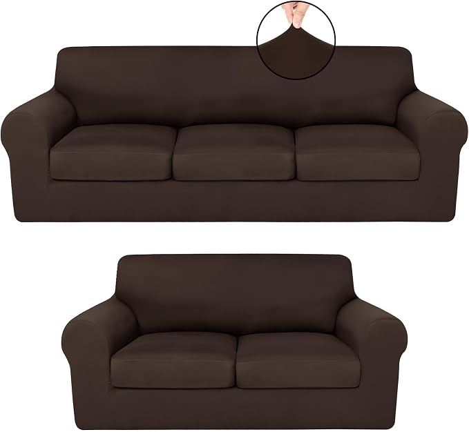 HunnmingRe Sofa Covers for 3 Cushion Couch Stretch Sofa and Loveseat Covers Set by HunnmingRe