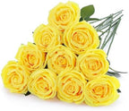 Coferset 10 Pcs Fake Silk Roses with Long Stems,Yellow by Coferset