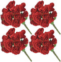 Silk Roses Flower Bouquet 4 Bundles 60 Heads for Wedding Home, Red by WishTip
