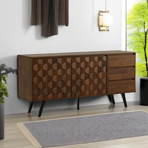 Bme Sideboard Georgina Solid Wood 2 Doors & 3 Drawers, Living Room - Image 8