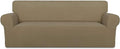 PureFit Stretch Oversized Couch Covers Fleece Sofa Slipcovers Tan | 1-Piece by PureFit
