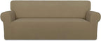 PureFit Stretch Oversized Couch Covers Fleece Sofa Slipcovers Tan | 1-Piece by PureFit