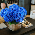 6PCS Large Silk Hydrangea Flowers, 20 in Full Faux Hydrangea Artificial Flowers with Stems Leaves for Fake Bouquets Home Wedding Party Centerpieces Arrangements Indoor Outdoor (Dark Blue) - Image 3