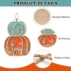 Fall Thanksgiving Pumpkin Front Door Sign, Autumn Flower Wood - Image 3