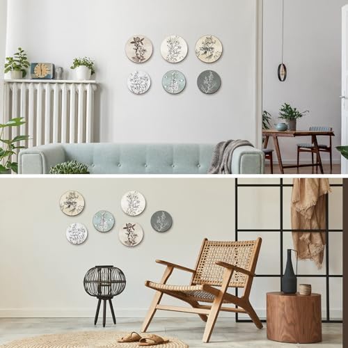 Barydat 6 Pcs Boho Wooden Plant Wall Art Decor,Round,8 Inch, 10 Inch - Image 6