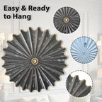 Metal Wall Sculpture,11.4''Distressed Black Gold Round Metal Wall Art Decor - Image 3