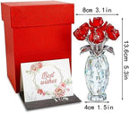 Handmade Red Crystal Glass Rose Figurine with Base Table Centerpiece Decor - Image 5