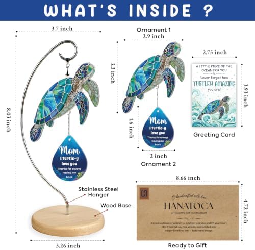 Christmas Birthday Gifts for Mom from Daughter Son - Mini Positive Turtle Gifts for New Bonus Step Mom Mama Mother in Law - I Love You Cute Stuff Things Stocking Stuffers for Moms - Turtle Desk Decor - Image 5