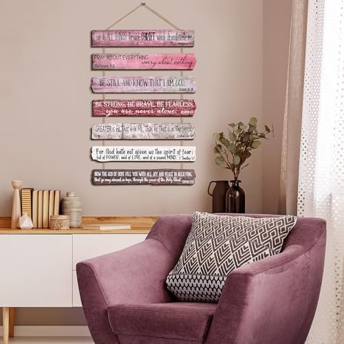 Yookeer 7 Tier Christian Wall Art Bible Verses Pink English Style - Image 5