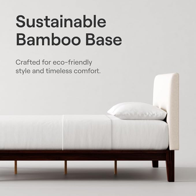 Nectar Bamboo Platform Bed Frame & Upholstered Headboard - Image 4