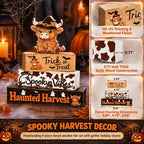 4 Pieces Highland Cow Wooden Table Decor Set, Rustic Farmhouse Tiered Tray Decor, Western Country Style Shelf & Tabletop Decorative Accent Pieces, Home Office Kitchen Mantel Decoration - Image 2