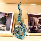 11.4" Tall Hand Blown Glass Sculpture, Murano Style Art Glass Figurine, Modern Coastal Home Decor Accent for Shelf, Table, TV Stand, Living Room Decoration - Image 4