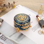 Hipiwe Antique Metal Jewelry Box Ring Earring Treasure Chest Case, Small - Image 2