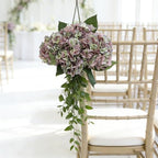 Kimura's Cabin 6pcs Fake Hydrangeas Flowers Vintage Artificial Silk Hydrangea Bouquets with Stems for Wedding Party Home Table Core Decoration (Green Purple, Pack of 6) - Image 6