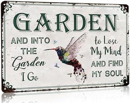 Bestylez Gardening Gifts Vintage Gardening Signs Into The Garden To Lose My Mind Metal Sign for Home Garden Greenhouse Living Room Bedroom Yard Cottage Outdoor Decor 8X12 Inch (3358) by RustFreeBrightColorsDurableandNotFade
