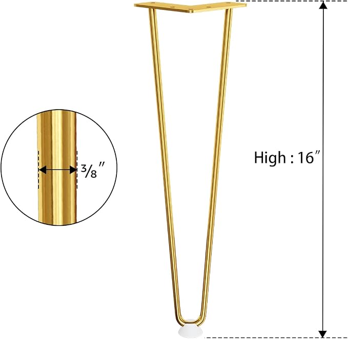SMARTSTANDARD 16 Inch Hairpin Furniture Legs, 3/8'' Rods Metal Home DIY Projects - Image 7