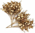 CATTREE Artificial Golden Eucalyptus Decorations, Fake Gold Plants Shrubs Faux Simulation Foliage for Wedding Party Indoor Hotel Hall Table Centerpieces Christmas DIY Decor Planting Filler - 4 Pack - Image 3