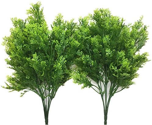 CATTREE Artificial Shrubs Bushes, Plastic Fern Leaves Simulation Faux Grass Realistic Fake Plants Wedding Indoor Outdoor Home Garden Verandah Kitchen Table Centerpieces Arrangements Decoration 2 pcs by CATTREE